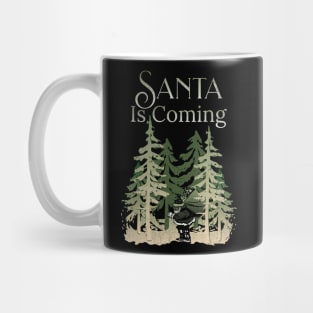 Santa Is Coming Deep Wood Green Mug